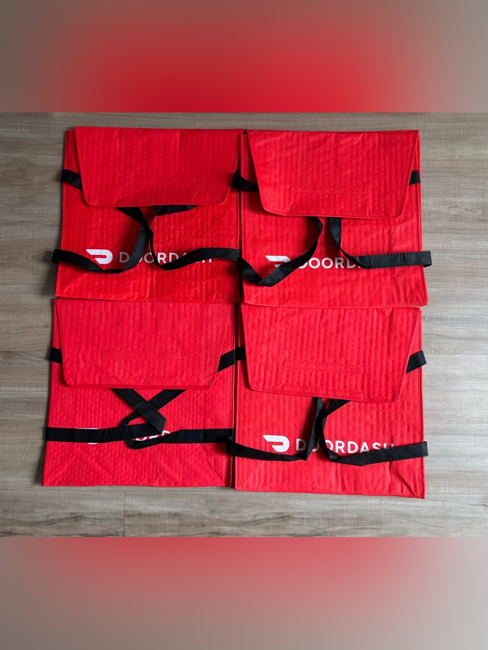 Lot of 4 ~ DOORDASH ~ Large 19x19x5 Insulated Pizza Delivery Bag / Tote ~ new!!!